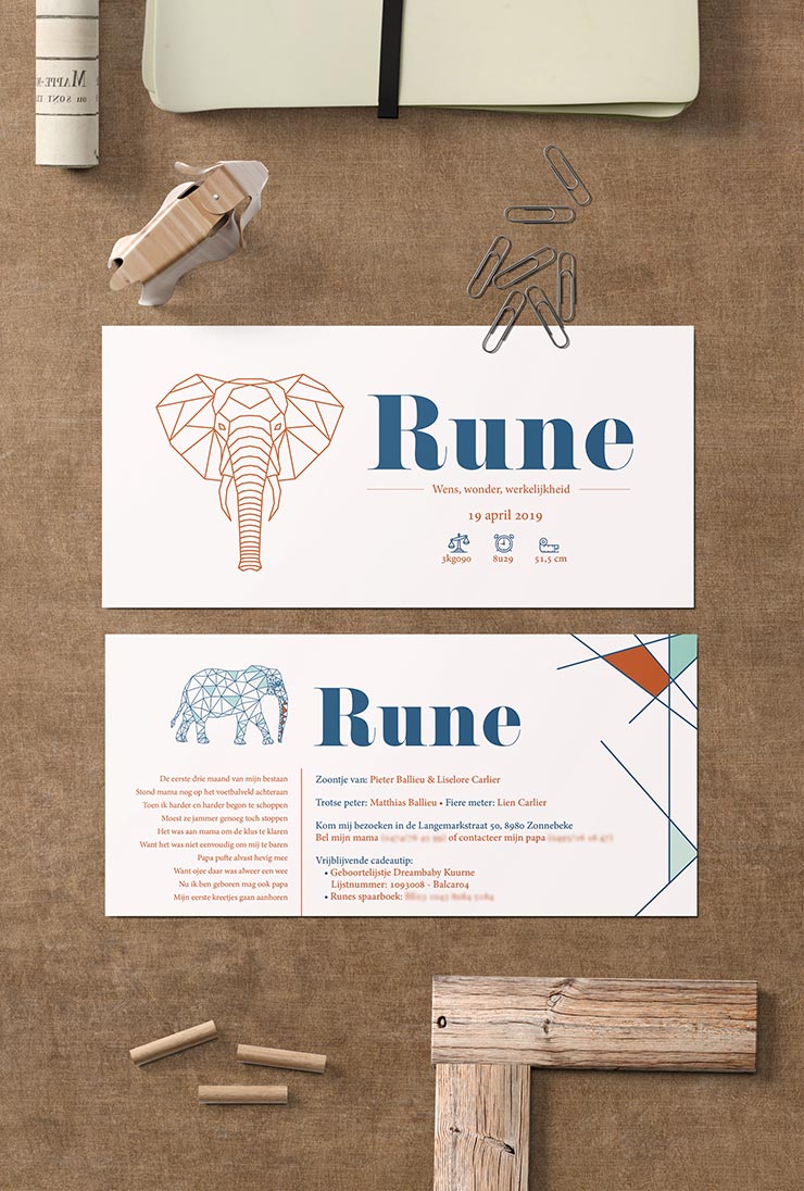 Lina Design Geboortekaartje Rune
